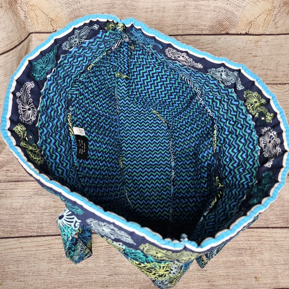 Vera Bradley Blue Teal Paisley Cotton Tote Bag